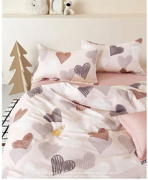 Florida Tulip 100% Pure Cotton Quality King Size Elastic Fitted Bedsheet with Coordinated Pillow Covers